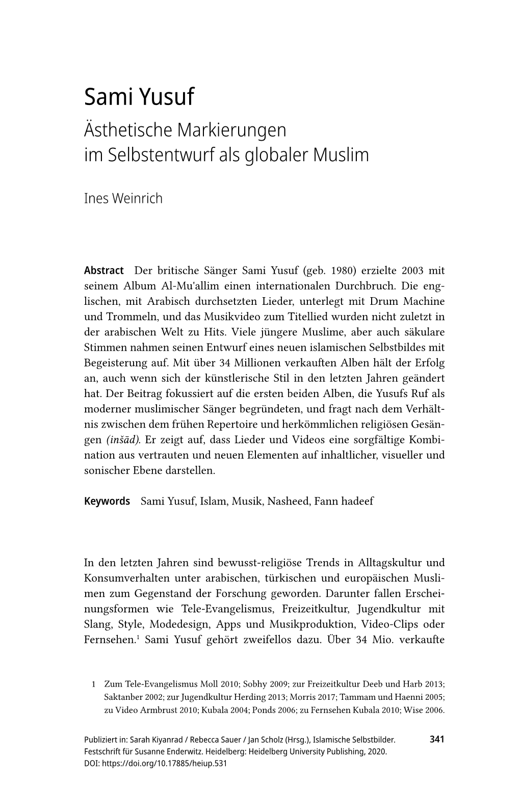 Sami Yusuf Ästhetische Markierungen Im Selbstentwurf Als Globaler Muslim