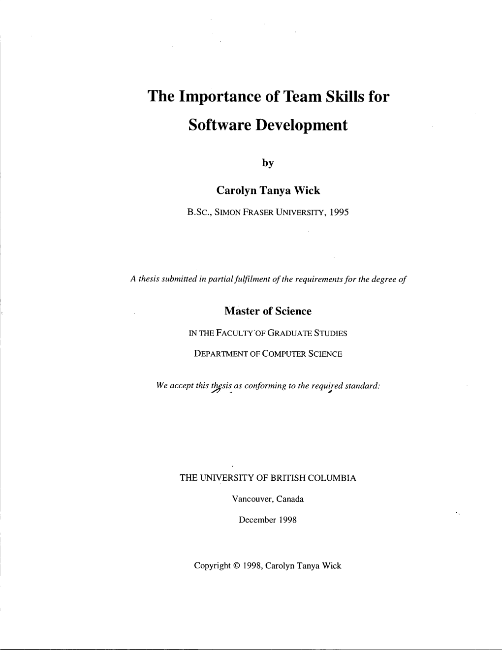 The Importance of Team Skills for Software Development