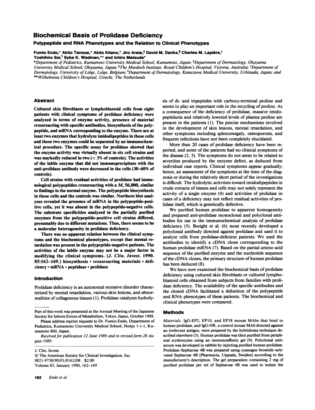 Biochemical Basis of Prolidase Deficiency