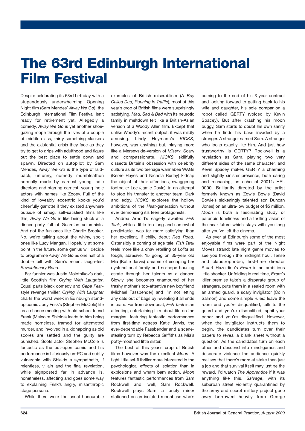 The 63Rd Edinburgh International Film Festival