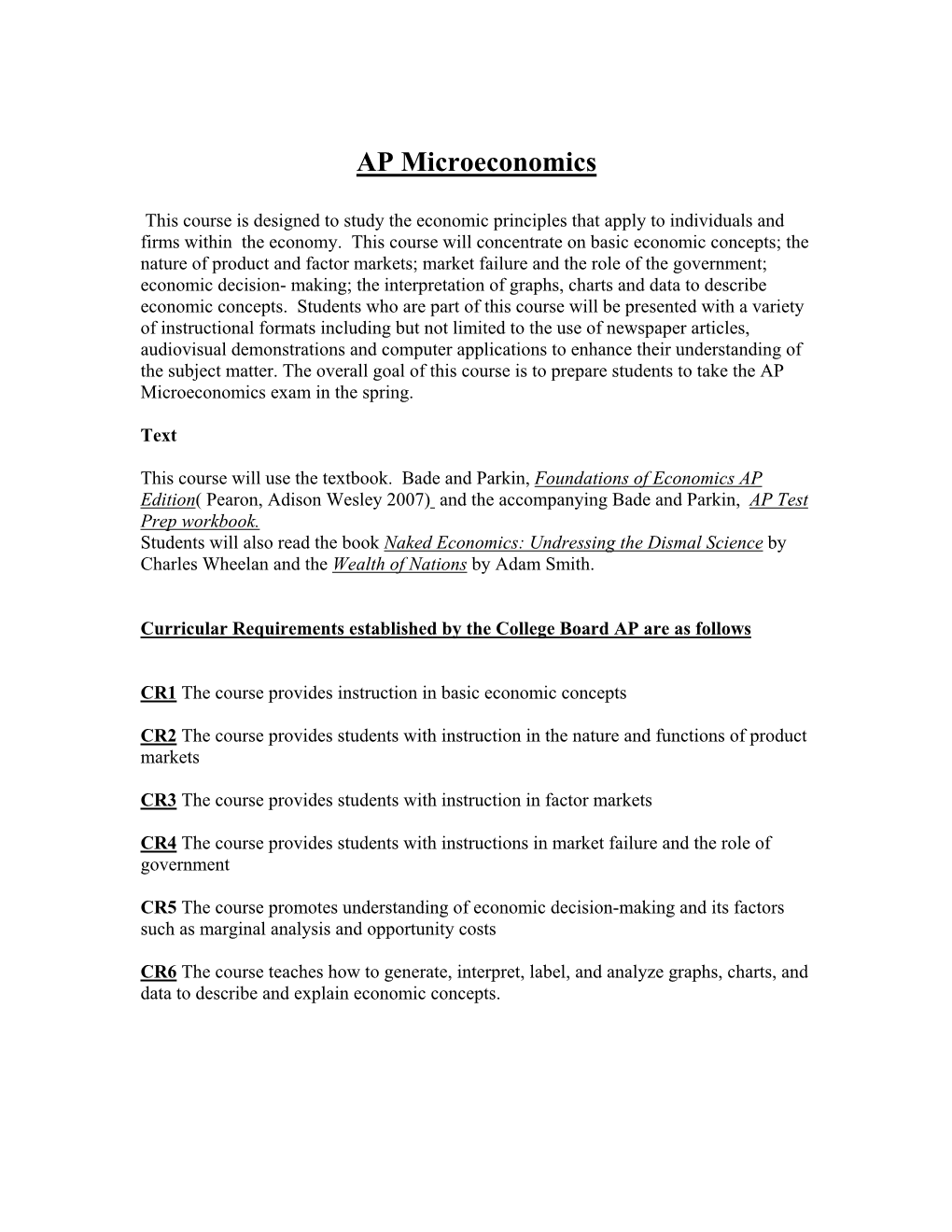 AP Microeconomics