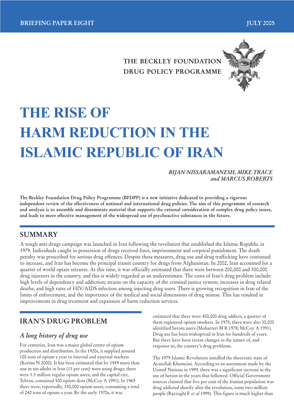 The Rise of Harm Reduction in the Islamic Republic of Iran