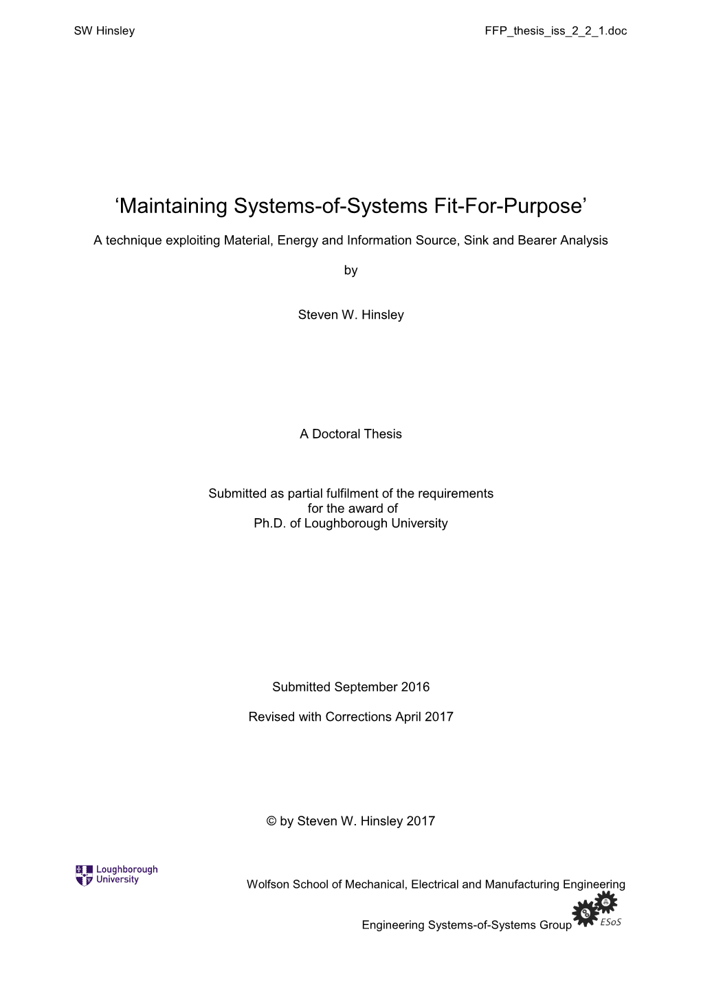 'Maintaining Systems-Of-Systems Fit-For-Purpose'