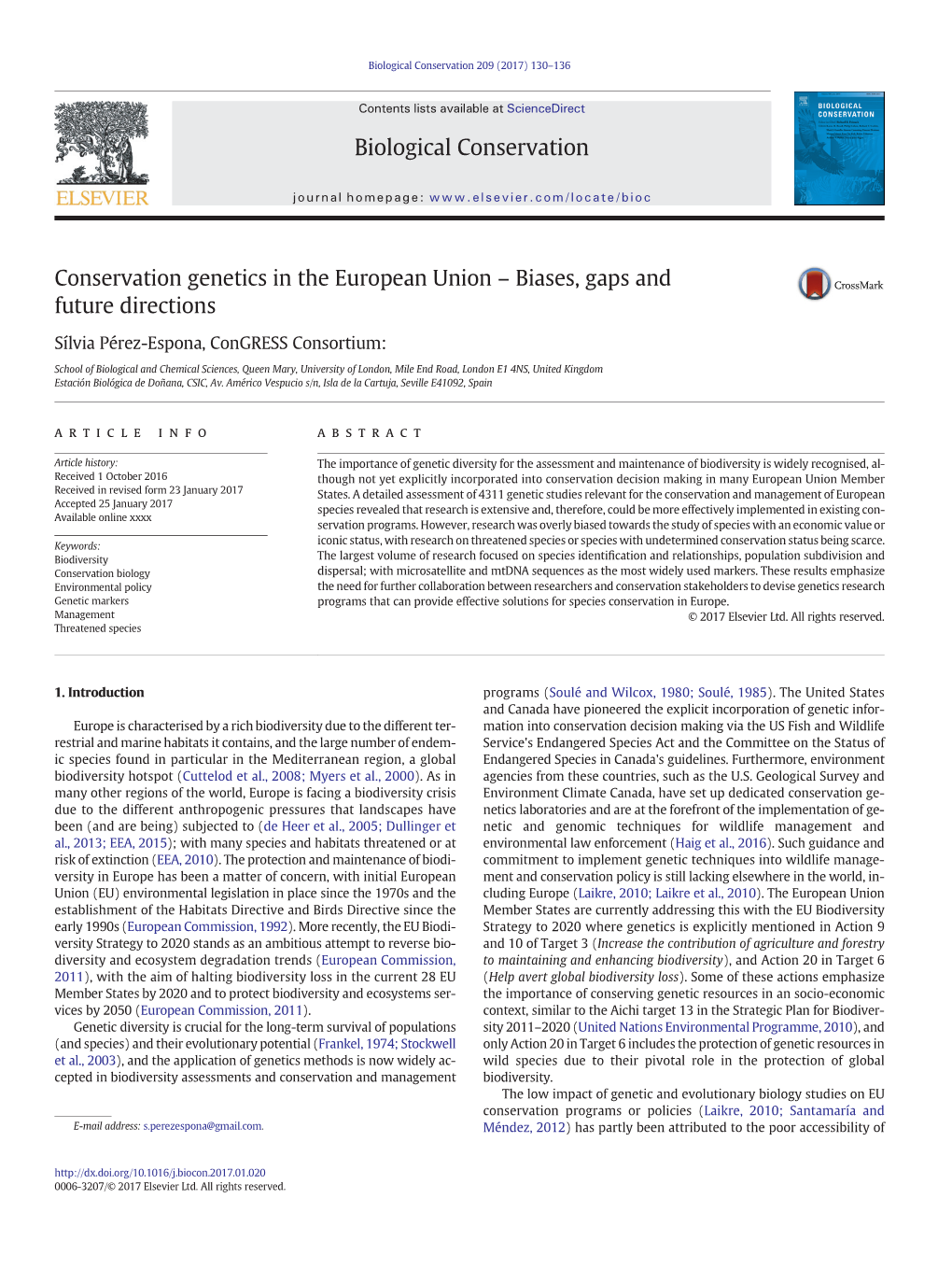 Conservation Genetics in the European Union – Biases, Gaps and Future Directions