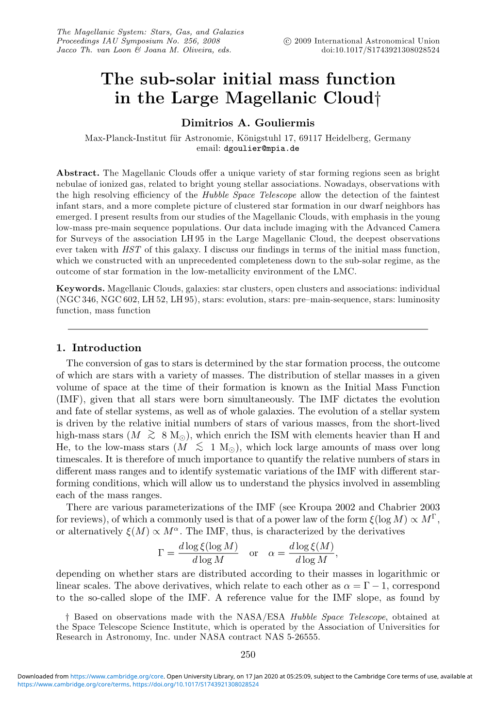 The Sub-Solar Initial Mass Function in the Large Magellanic Cloud† Dimitrios A