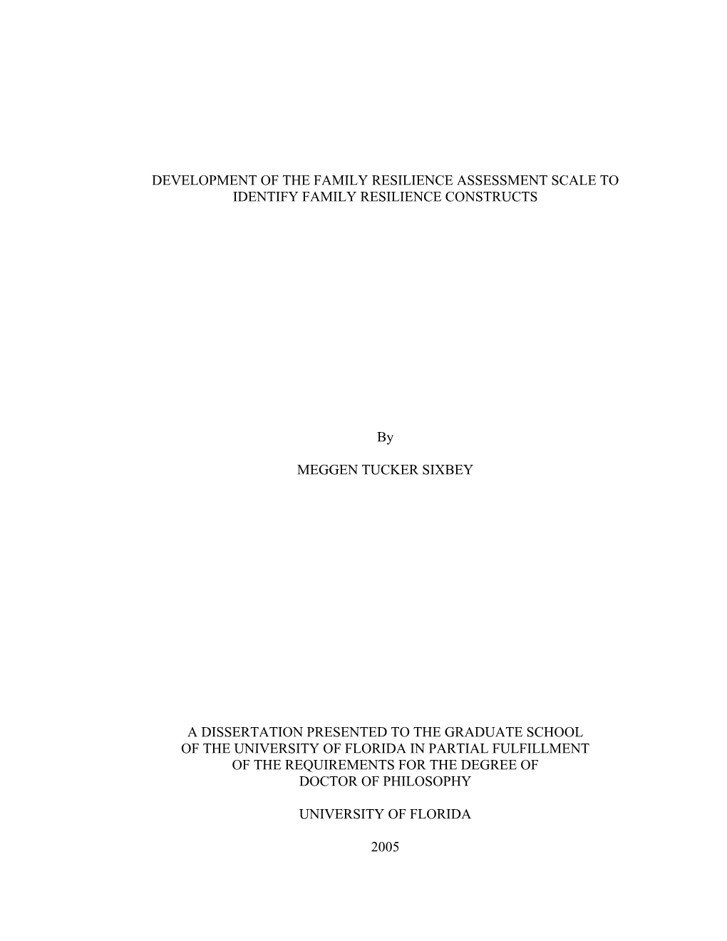 Development of the Family Resilience Assessment Scale to Identify Family Resilience Constructs