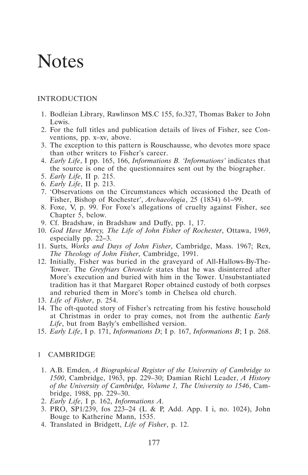 INTRODUCTION 1. Bodleian Library, Rawlinson MS.C 155, Fo.327, Thomas Baker to John Lewis. 2. for the Full Titles and Publication