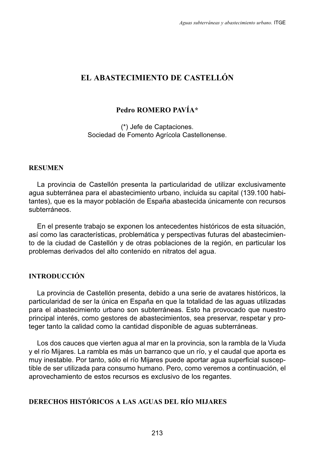 El Abastecimiento De Castellón