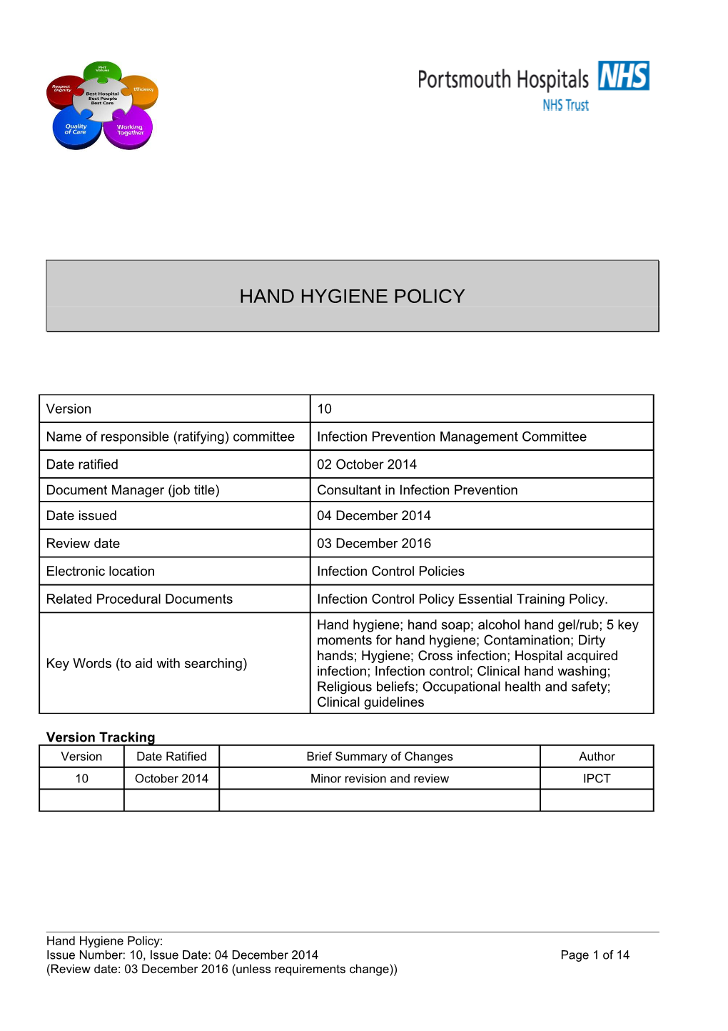 Hand Hygiene Policy