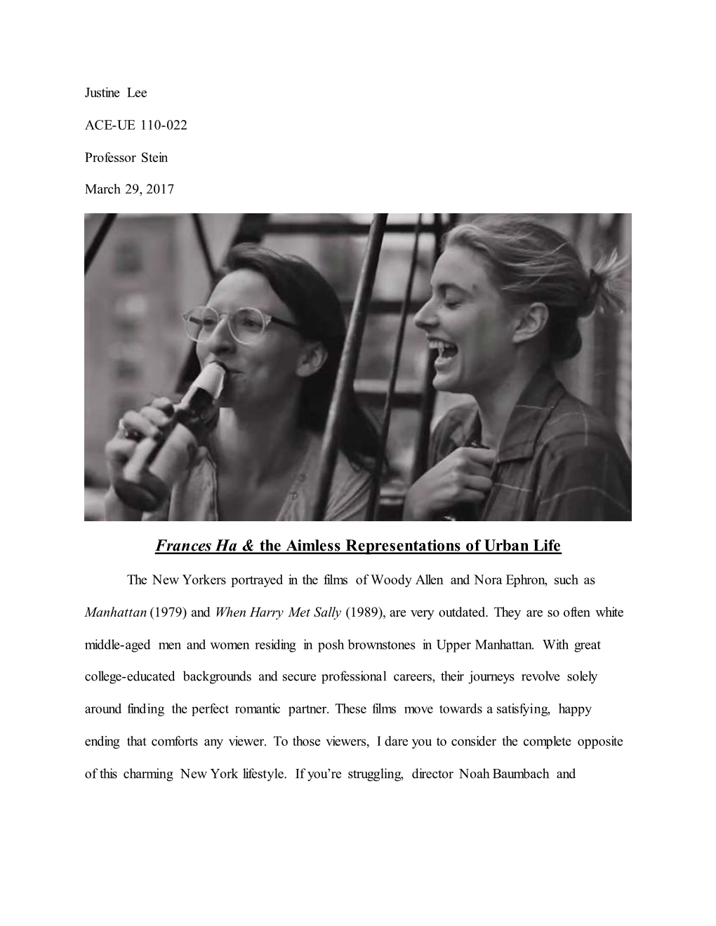 Frances Ha & the Aimless Representations of Urban Life