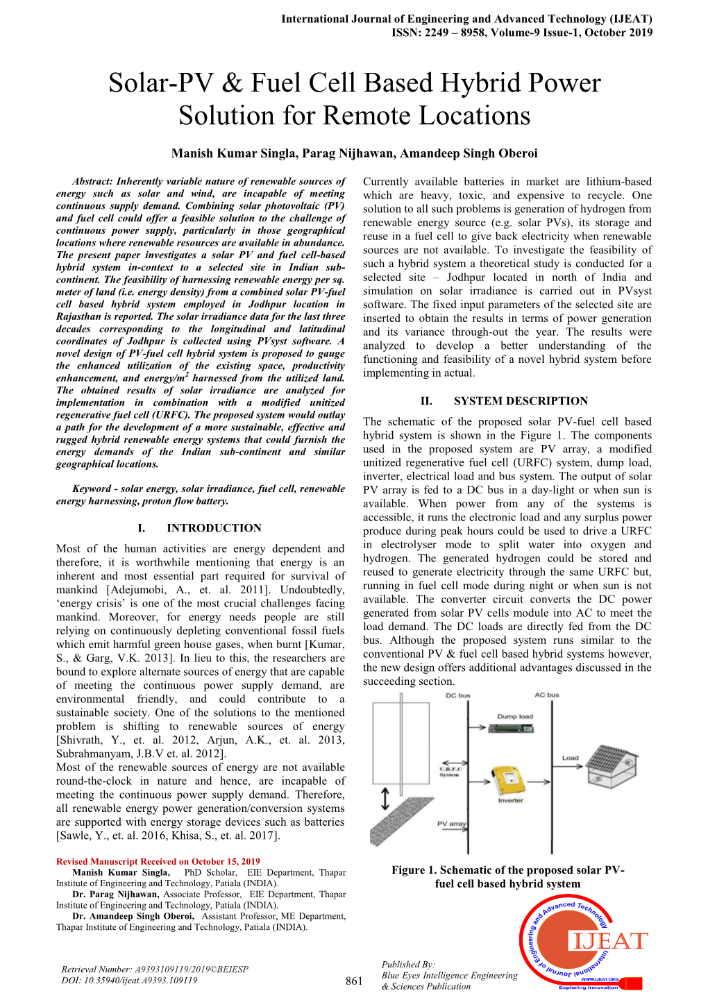 Solar-PV & Fuel Cell Based Hybrid Power Solution for Remote Locations