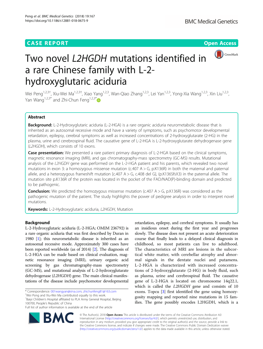 Two Novel L2HGDH Mutations Identified in a Rare Chinese Family