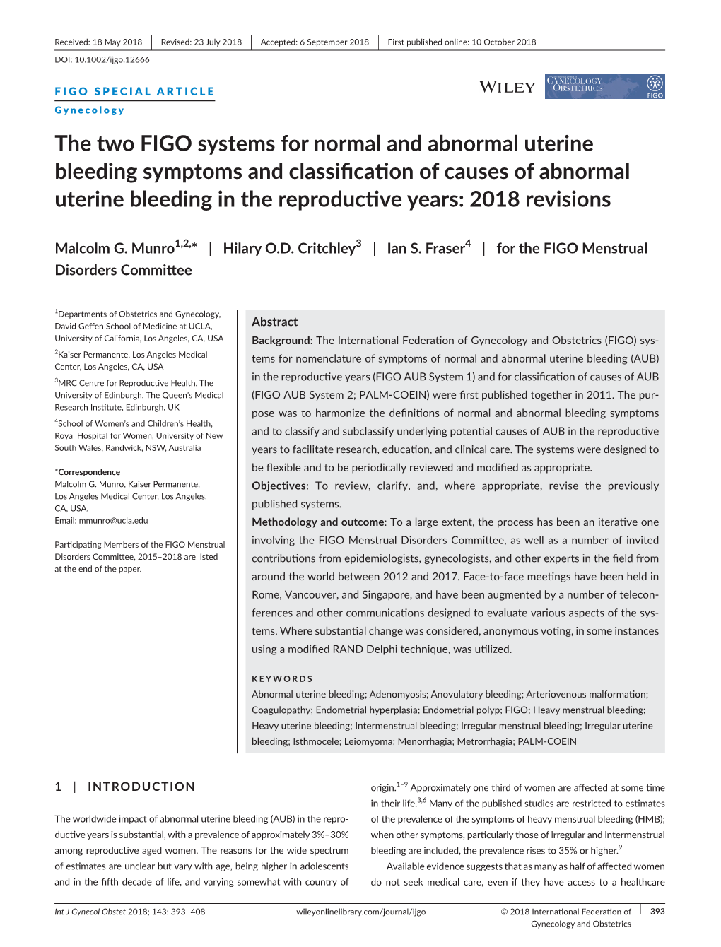 The Two FIGO Systems for Normal and Abnormal Uterine