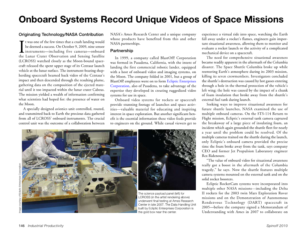 Onboard Systems Record Unique Videos of Space Missions