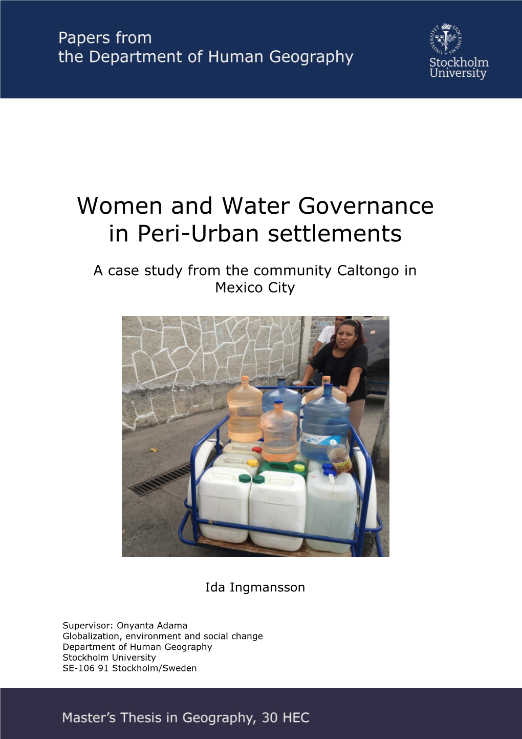 Women and Water Governance in Peri-Urban Settlements