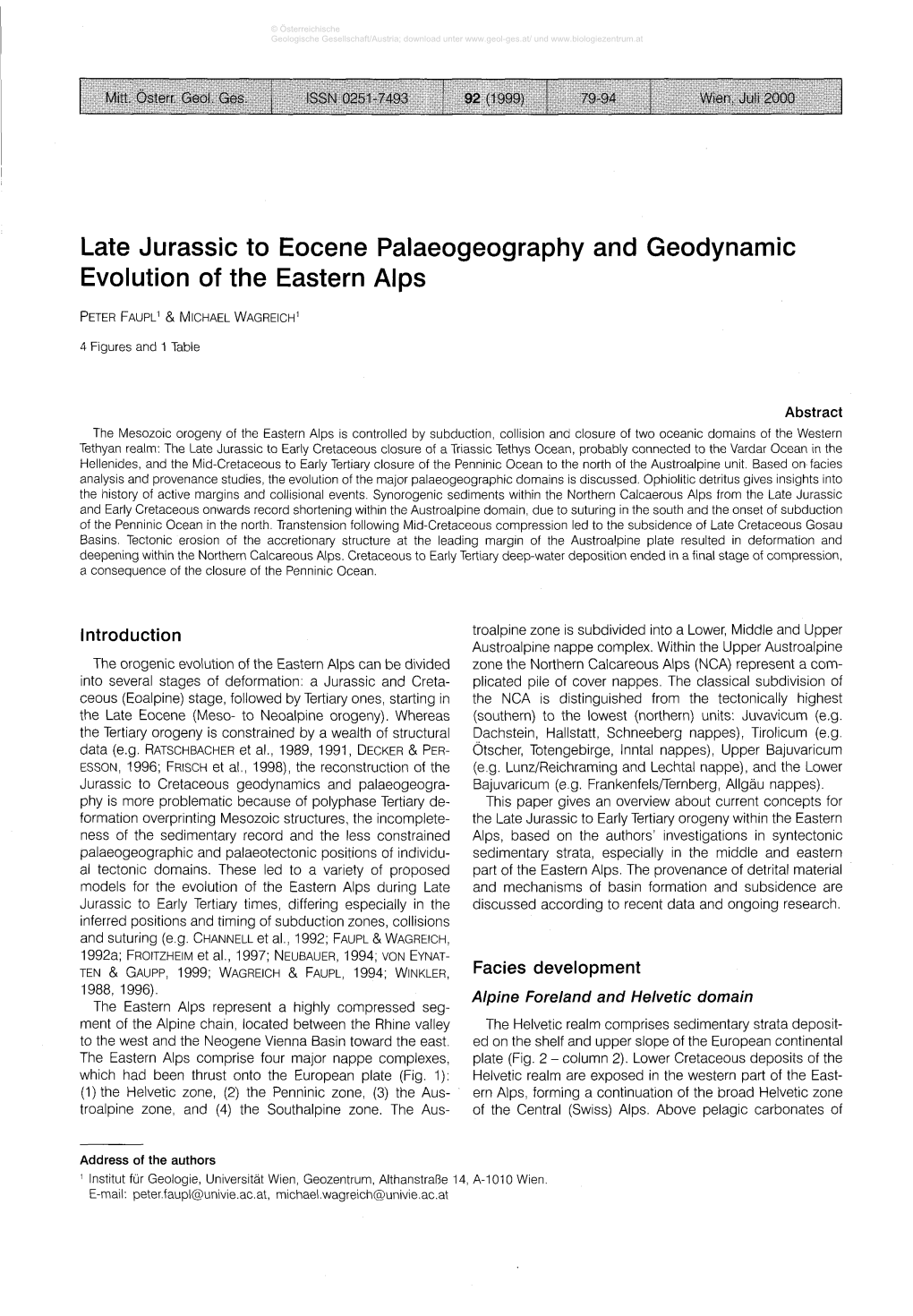 Late Jurassic to Eocene Palaeogeography and Geodynamic Evolution of the Eastern Alps