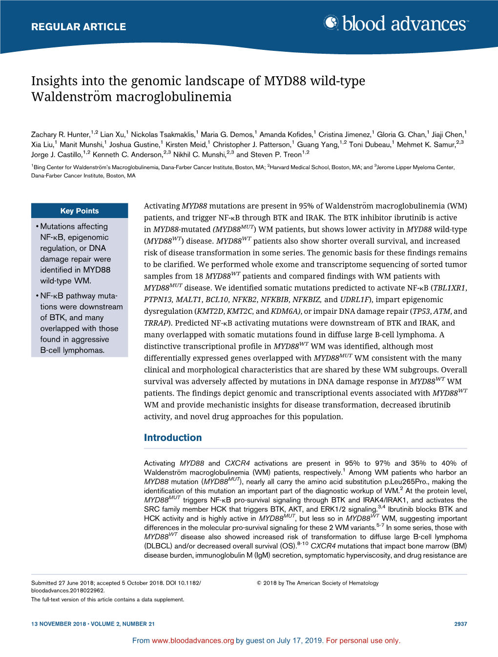 Insights Into the Genomic Landscape of MYD88 Wild-Type Waldenström