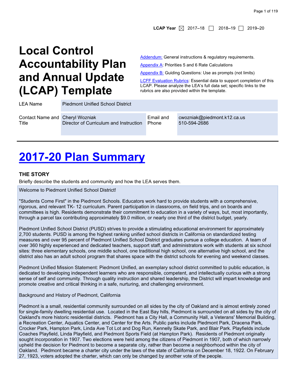 2017-20 LCAP & 2016-17 Annual Update