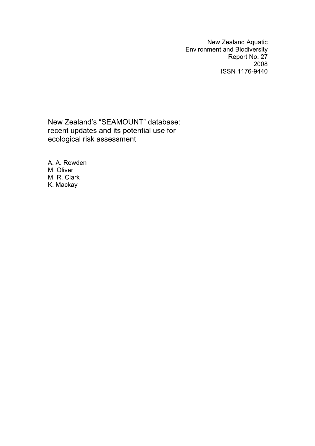 “SEAMOUNT” Database: Recent Updates and Its Potential Use for Ecological Risk Assessment