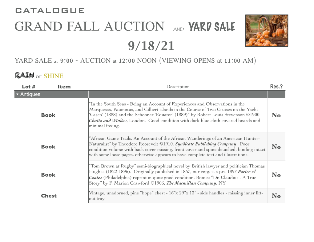 Grand Fall Auction and Yard Sale