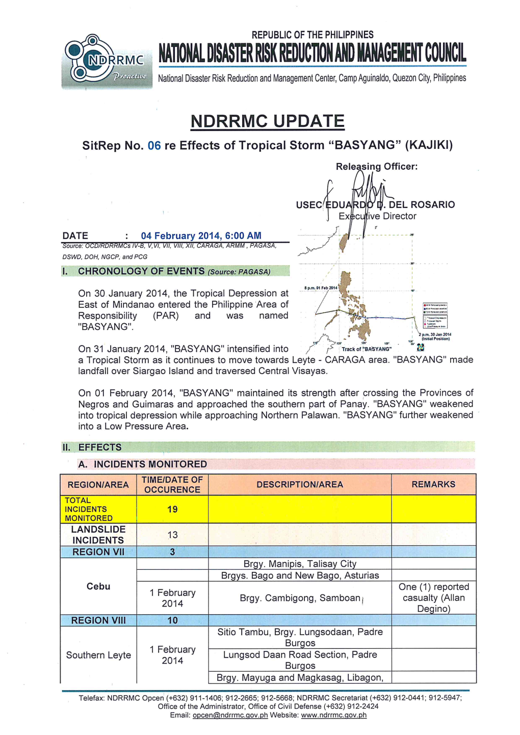 Summary Report on the Effects of Tropical Storm Cosme