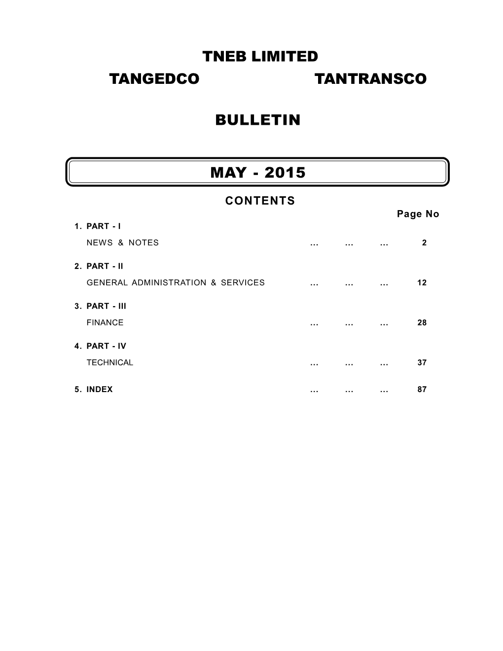 Tneb Limited Tangedco Tantransco Bulletin May