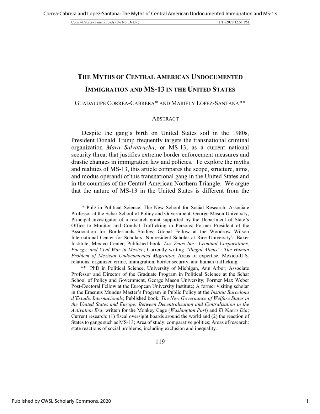 The Myths of Central American Undocumented Immigration and MS-13