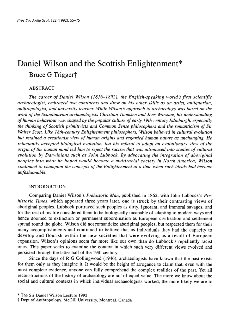 Daniel Wilson and the Scottish Enlightenment*