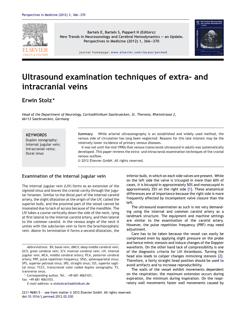 Ultrasound Examination Techniques of Extra- and Intracranial Veins