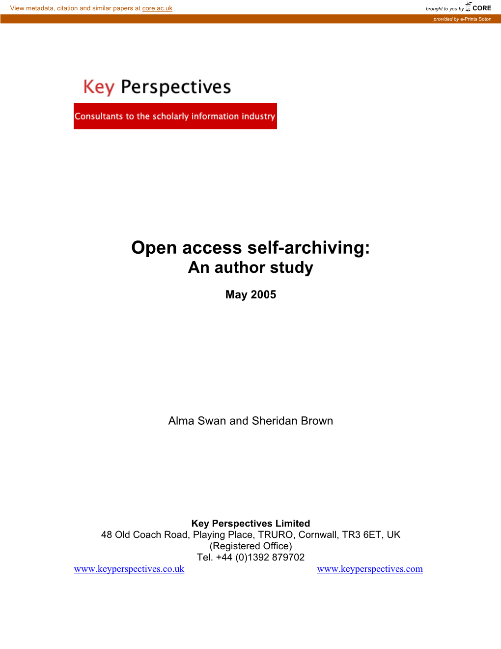 Open Access Self-Archiving: an Author Study
