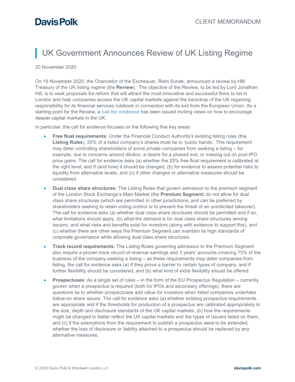 UK Government Announces Review of UK Listing Regime