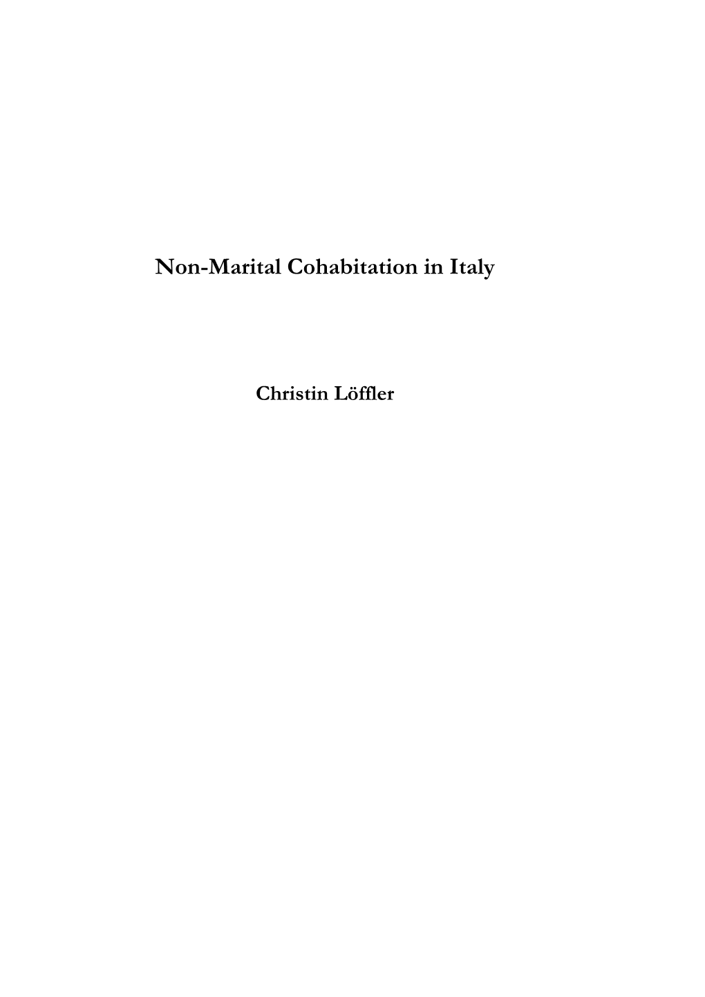 Non-Marital Cohabitation in Italy