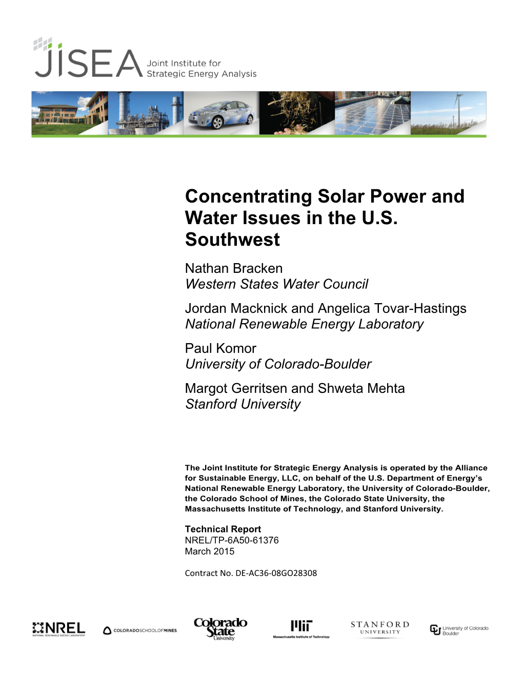 Concentrating Solar Power and Water Issues in the U.S. Southwest