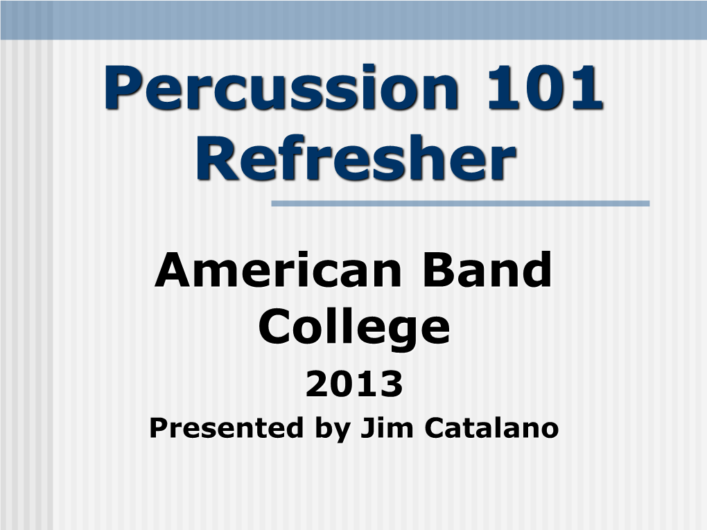 Concert Percussion Master Class