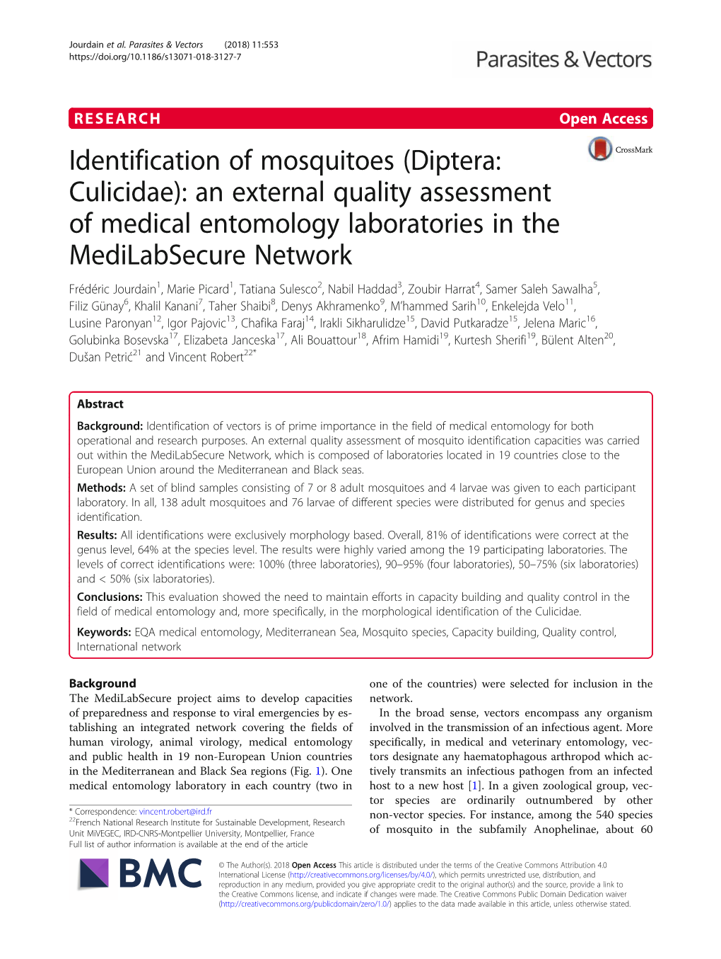 Identification of Mosquitoes