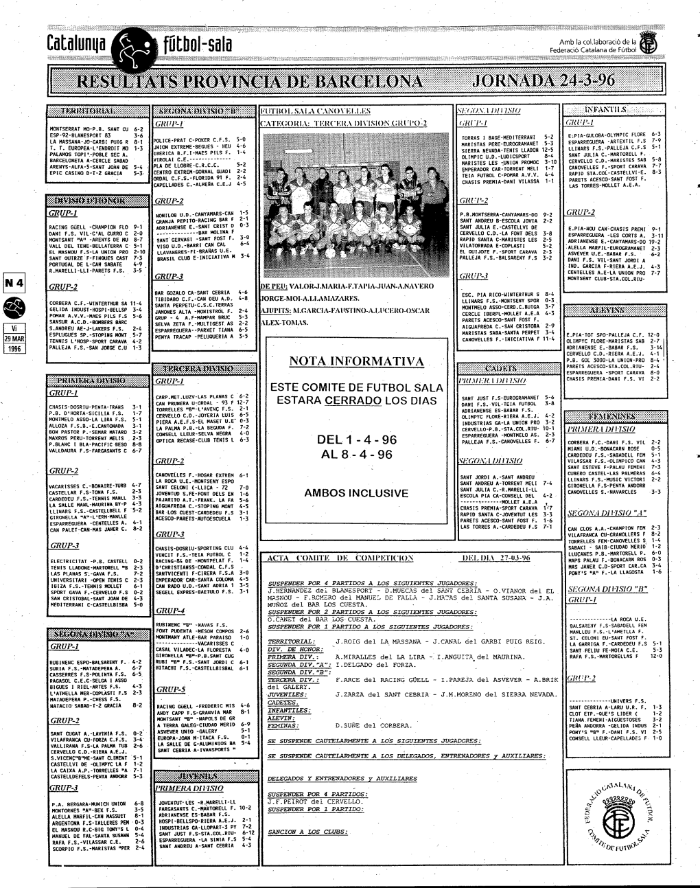 Notainformativa KNTS ACESCO-STACOLRIU- 2-4 NRREGUERA -SPORT CARAVA 8-0 GRUI’-I I’UI.!Ili?