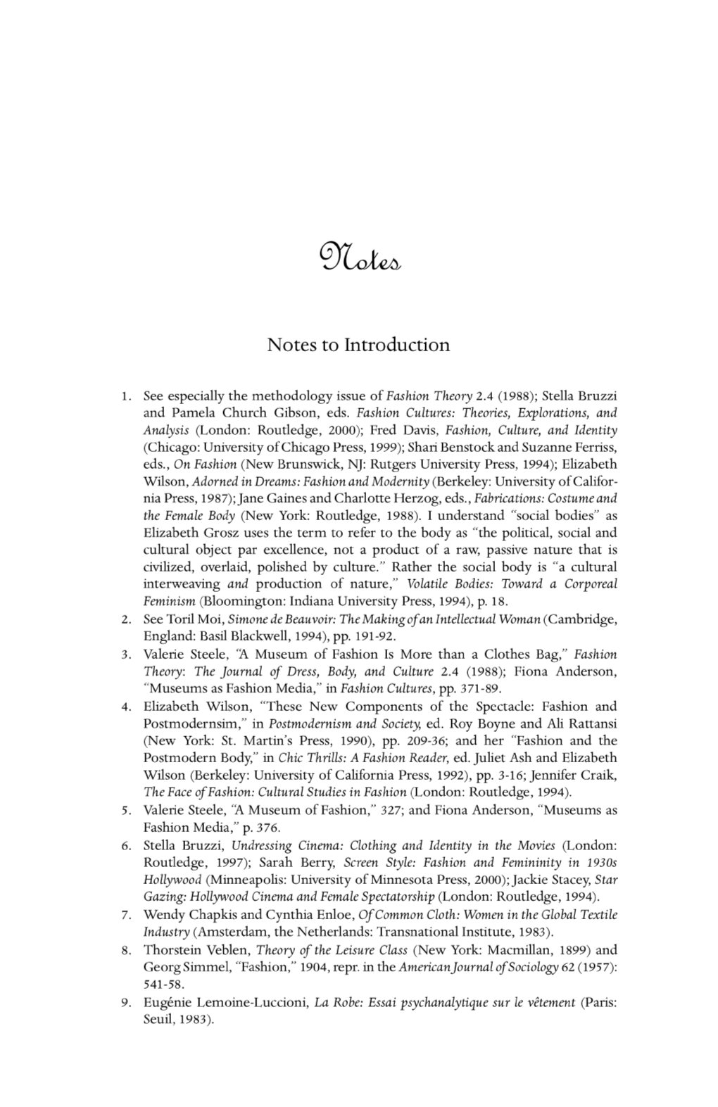 Notes to Introduction