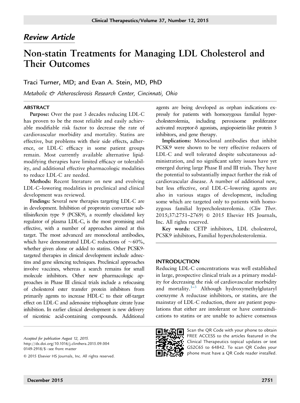 Articles Article: Non-Statin Treatments for Managing LDL Cholesterol and Their Outcomes Download