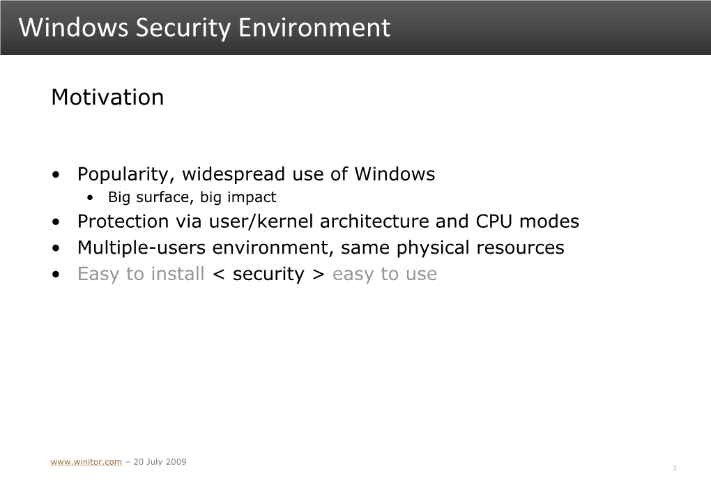 Windows Security Environment