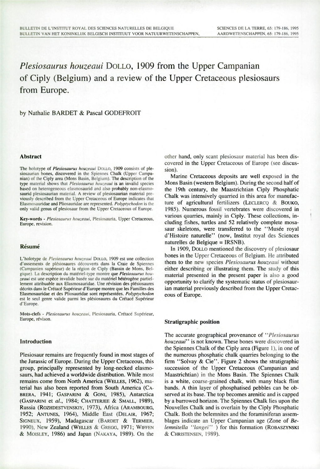 And a Review of the Upper Cretaceous Plesiosaurs from Europe