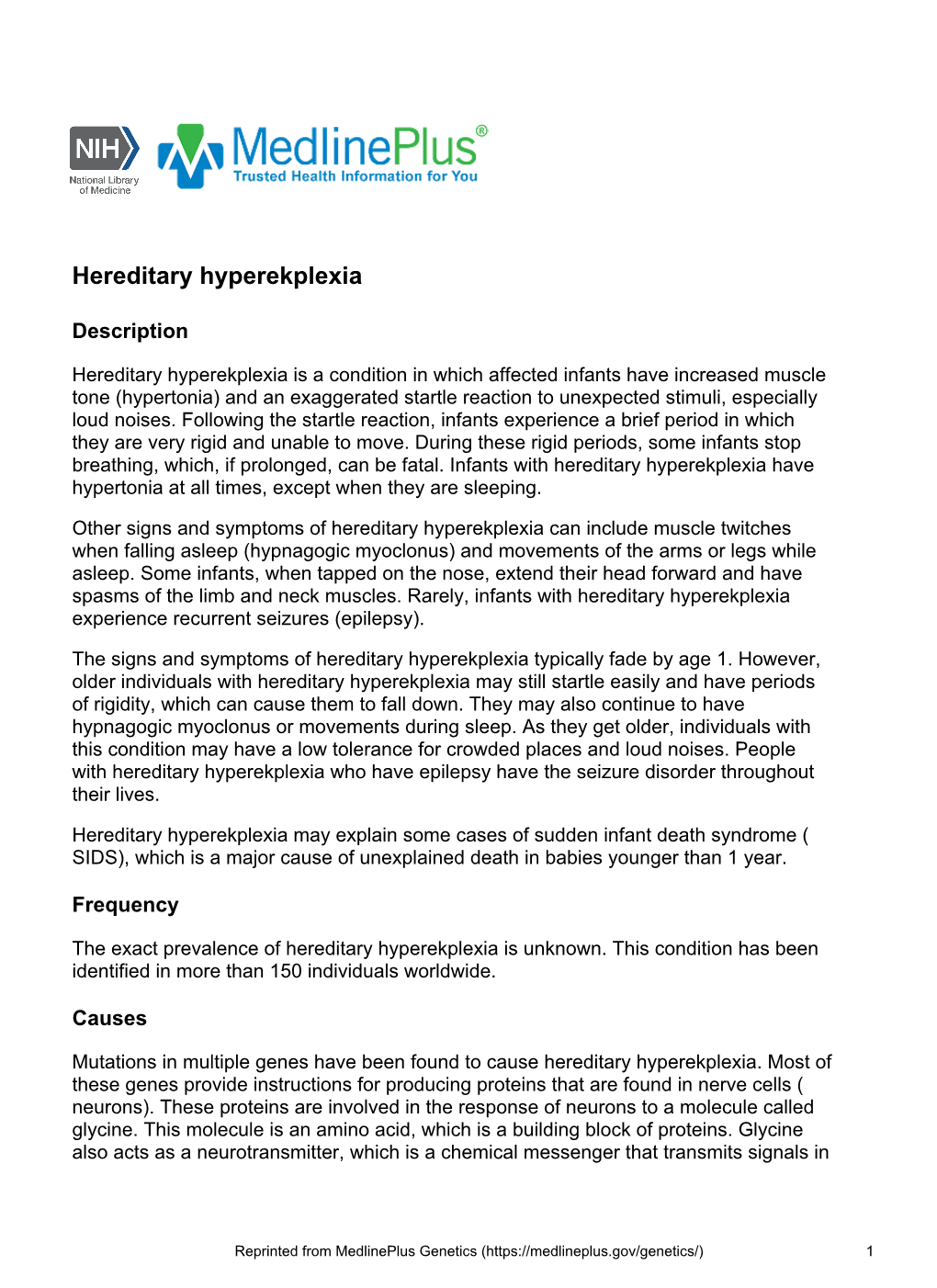 Hereditary Hyperekplexia