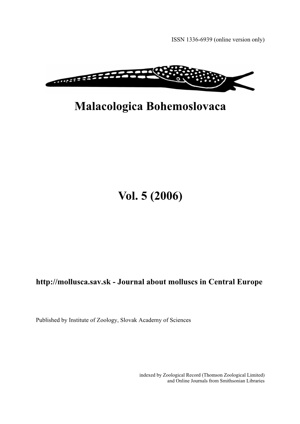 Malacologica Bohemoslovaca Vol. 5