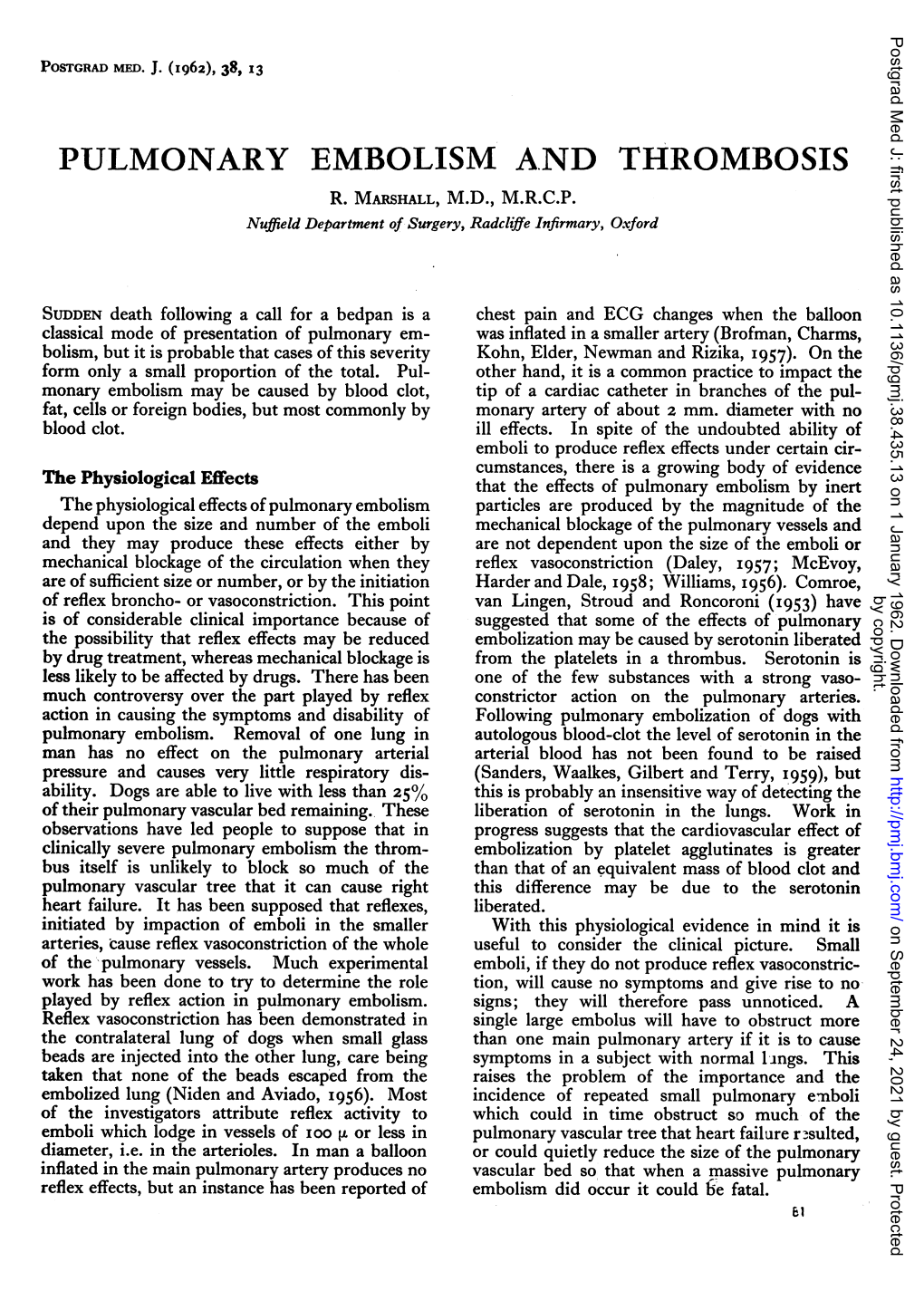 Pulmonary Embolism A-Nd Thrombosis R