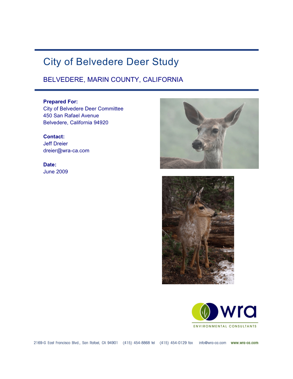 City of Belvedere Deer Study