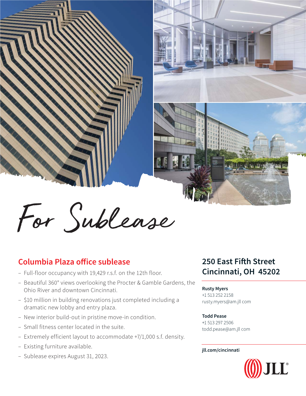 Columbia Plaza Office Sublease 250 East Fifth Street Cincinnati, OH 45202