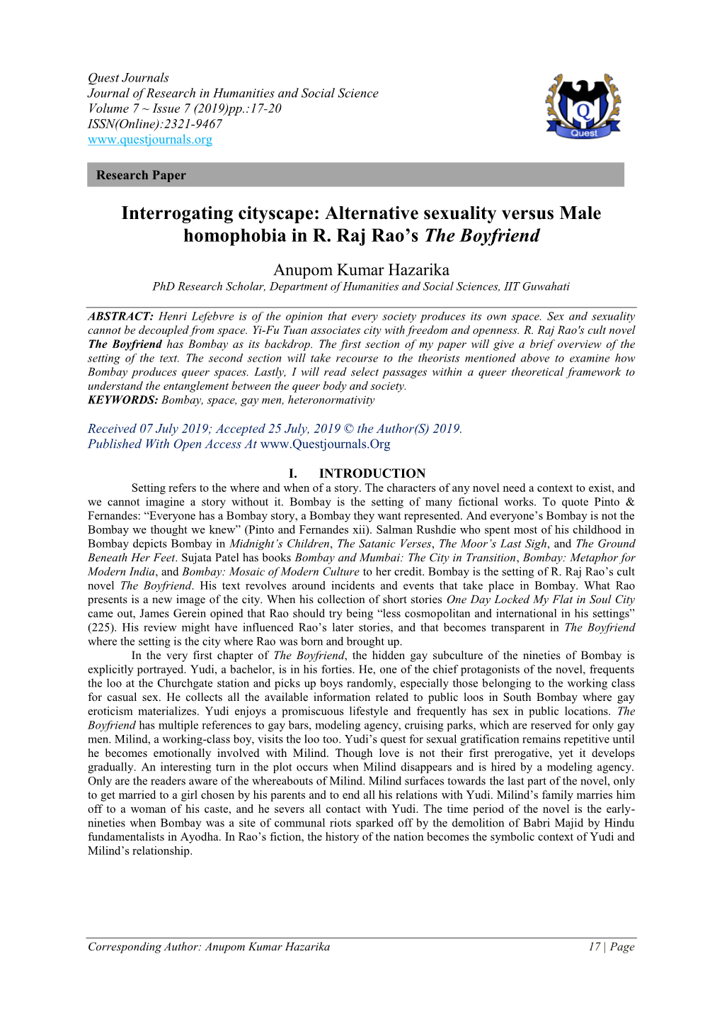 Alternative Sexuality Versus Male Homophobia in R