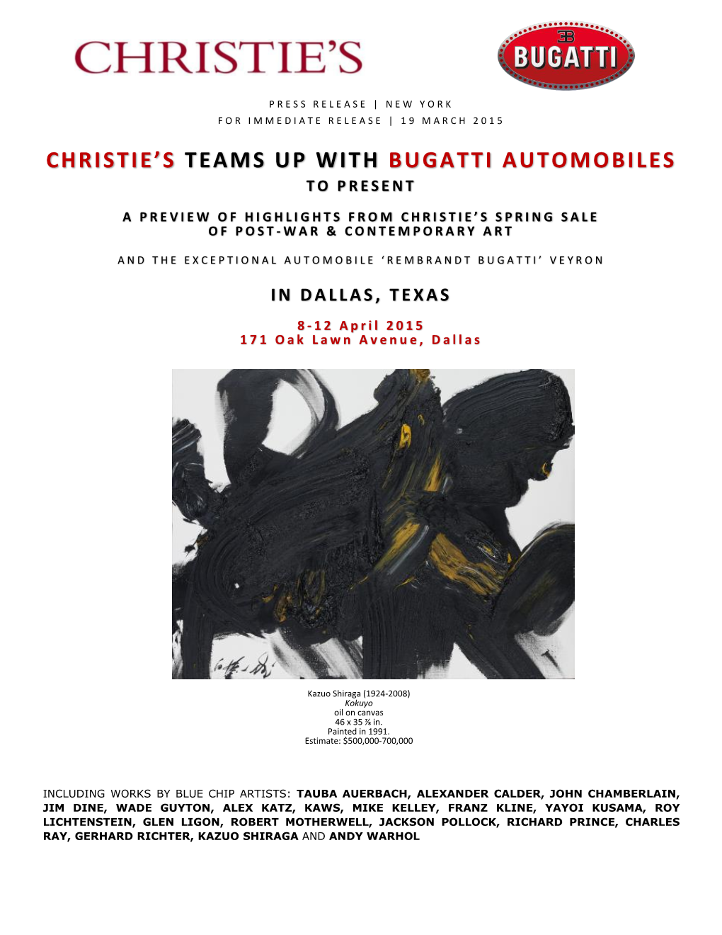 Christie's Teams up with Bugatti Automobiles