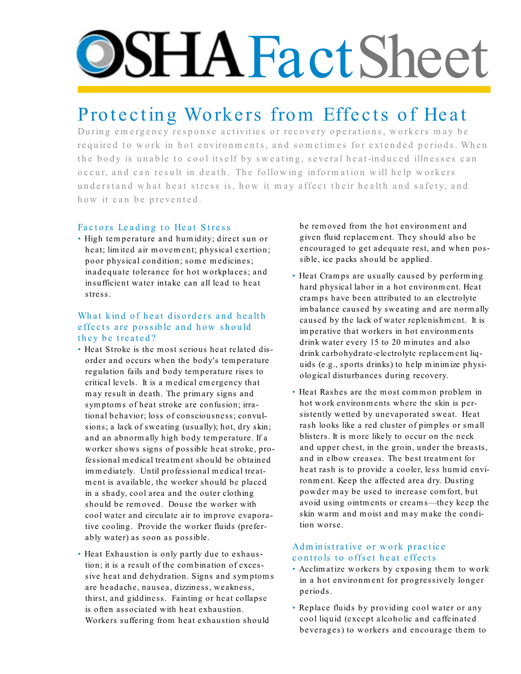 Osha Protecting Workers from Effects of Heat!!