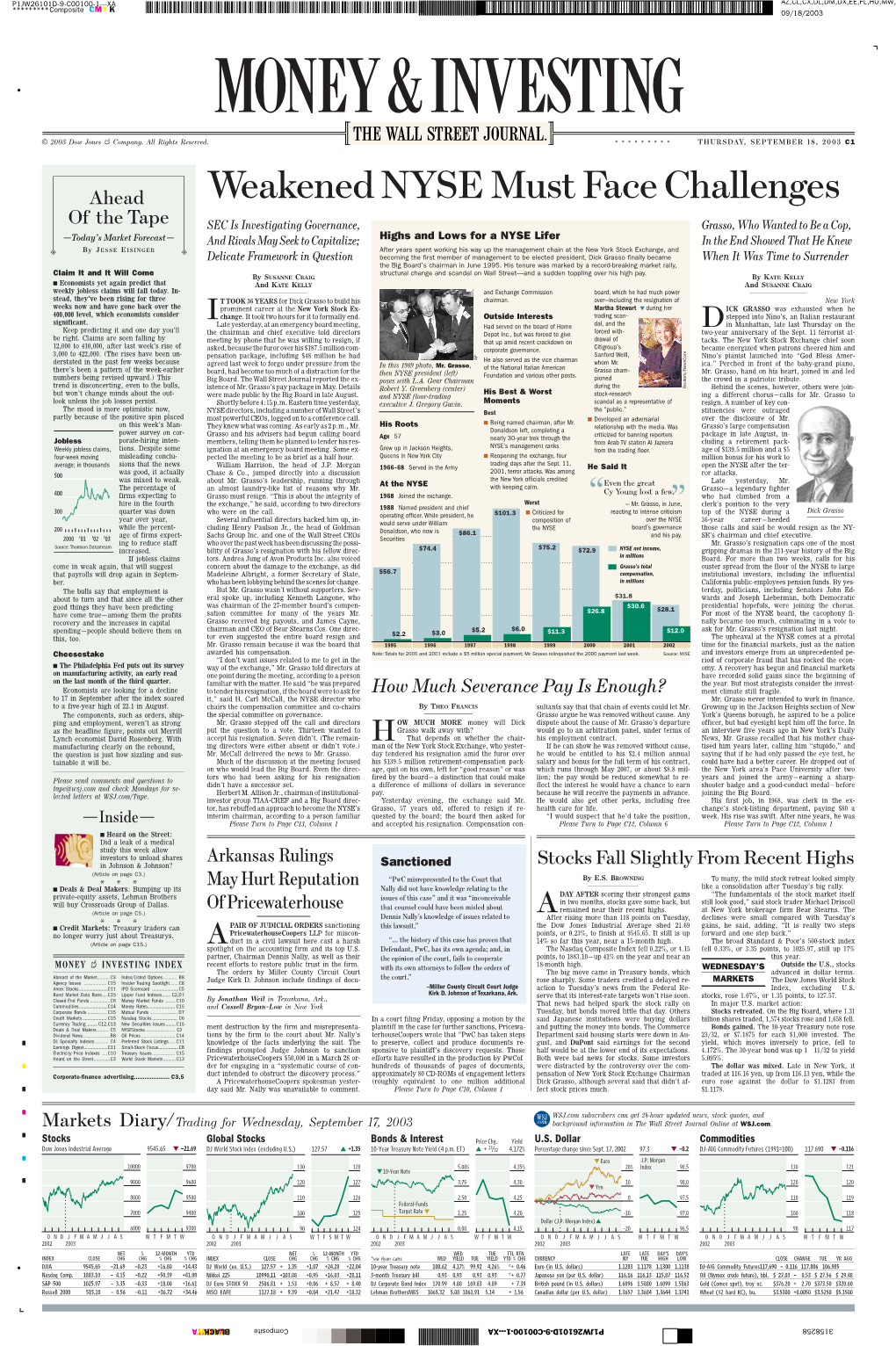 Weakened NYSE Must Face Challenges