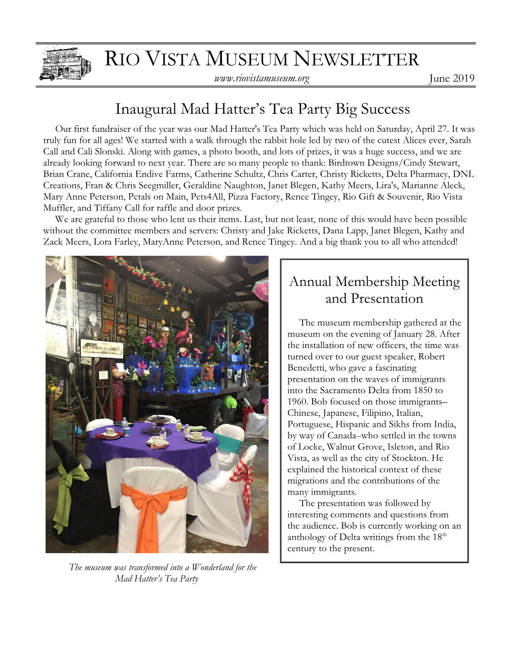 Rio Vista Museum Newsletter